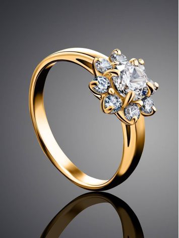 Elegant Gold Plated Ring With Crystals, Ring Size: 6.5 / 17, image , picture 2