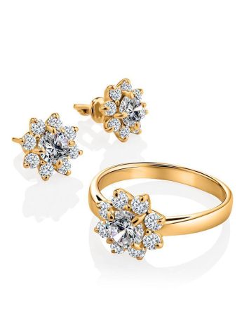 Elegant Gold Plated Ring With Crystals, Ring Size: 6.5 / 17, image , picture 4