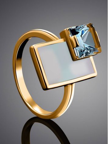 Gold Topaz Ring With Nacre, Ring Size: 6 / 16.5, image , picture 2