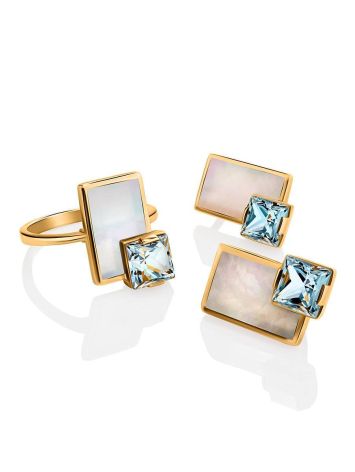 Gold Topaz Ring With Nacre, Ring Size: 6 / 16.5, image , picture 5