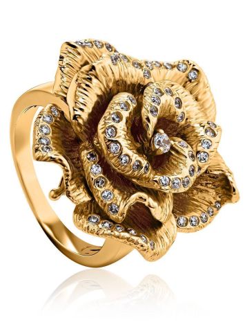 Bold Golden Transformer Ring With Crystals, Ring Size: 8 / 18, image 
