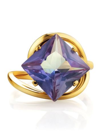 Bold Golden Ring With Synthetic Alexandrite, Ring Size: 7 / 17.5, image , picture 4