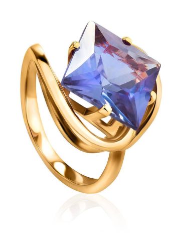 Bold Golden Ring With Synthetic Alexandrite, Ring Size: 7 / 17.5, image 