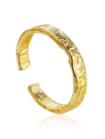 Modern classic textured gold-plated silver ring The Liquid, Ring Size: Adjustable, image 