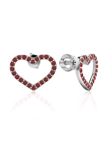 Heart Shaped Studs With Red Crystals The Aurora								, image 