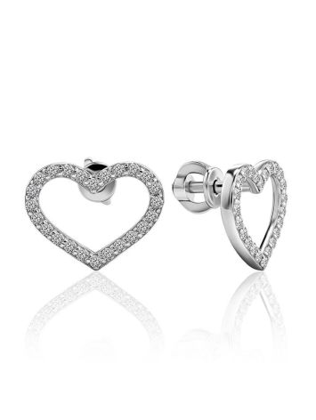 Sparkling Heart Shaped Studs With Crystals The Aurora				, image 