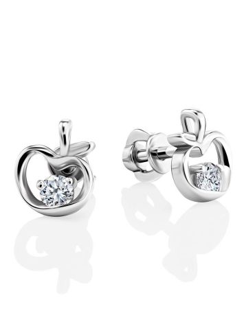 Silver Stud Earrings With White Crystals The Aurora								, image 