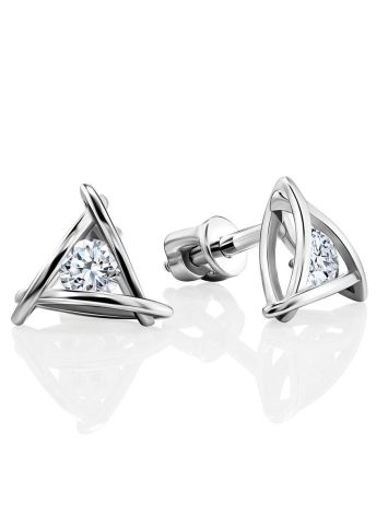 Triangle Silver Studs With Crystals The Aurora								, image 