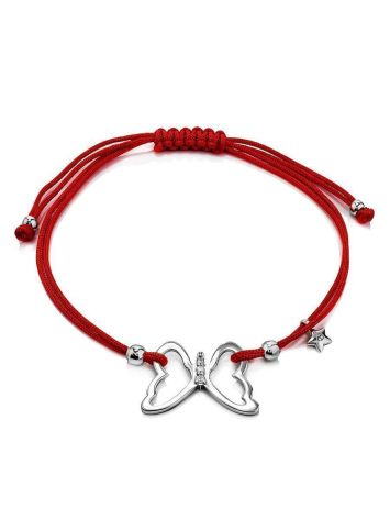 Red Lace Friendship Bracelet With Butterfly Charm, image 