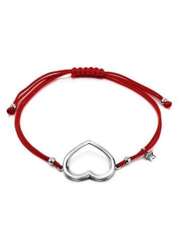 Red Lace Friendship Bracelet With Heart Charm						, image 