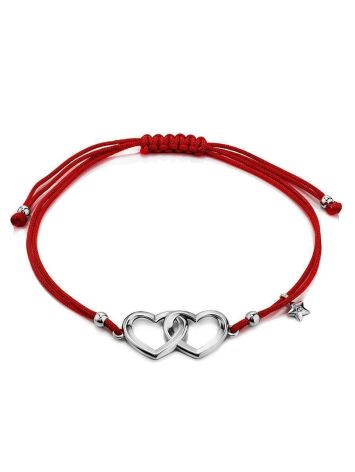 Red Lace Friendship With Linked Heart Charm								, image 