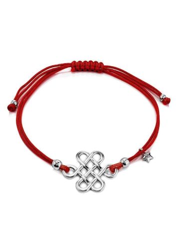 Red Lace Friendship Bracelet With Silver Charm								, image 