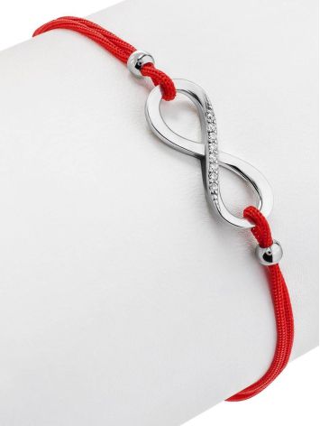 Red Lace Friendship Bracelet With Crystal Infinity Charm						, Length: 16, image , picture 3