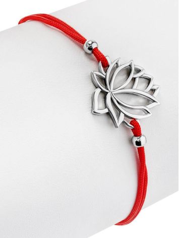 Red Lace Friendship Bracelet With Lotus Charm 							, Length: 16, image , picture 3