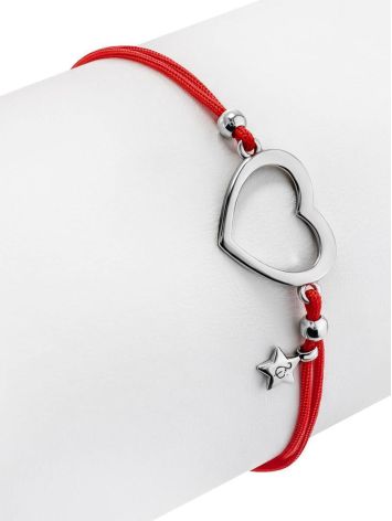 Red Lace Friendship Bracelet With Heart Charm						, image , picture 3