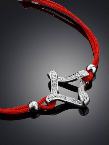 Red Friendship Lace Bracelet With Crystal Charm							, Length: 16, image , picture 2