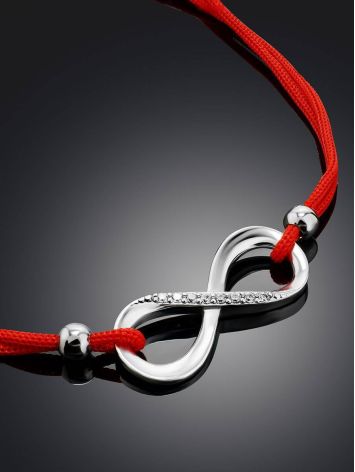 Red Lace Friendship Bracelet With Crystal Infinity Charm						, Length: 16, image , picture 2