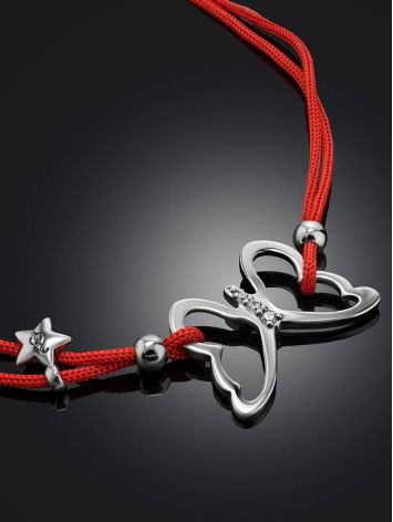 Red Lace Friendship Bracelet With Butterfly Charm, image , picture 2