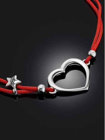 Red Lace Friendship Bracelet With Heart Charm						, image , picture 2