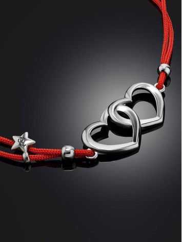 Red Lace Friendship With Linked Heart Charm								, image , picture 2