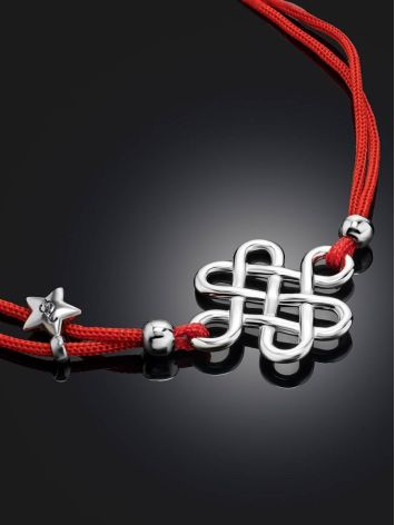 Red Lace Friendship Bracelet With Silver Charm								, image , picture 2