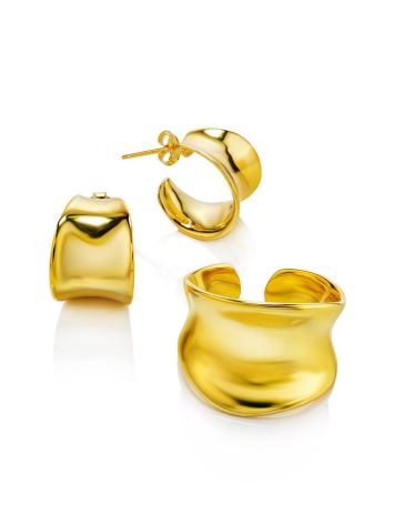 ​Gold-plated sterling silver creole stud hoop earrings The Liquid, image , picture 5