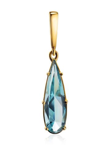 Classy Golden Pendant With Aquamarine, image 