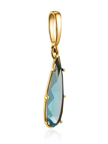 Classy Golden Pendant With Aquamarine, image , picture 3
