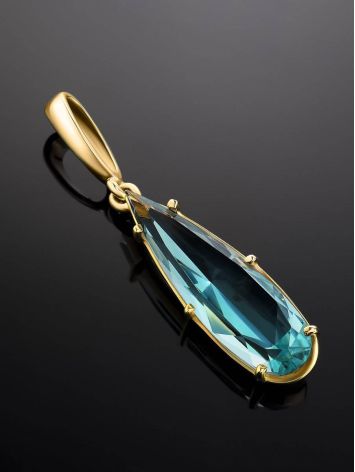 Classy Golden Pendant With Aquamarine, image , picture 2