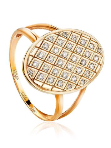 Crystal Encrusted Gold Ring, Ring Size: 11.5 / 21, image 