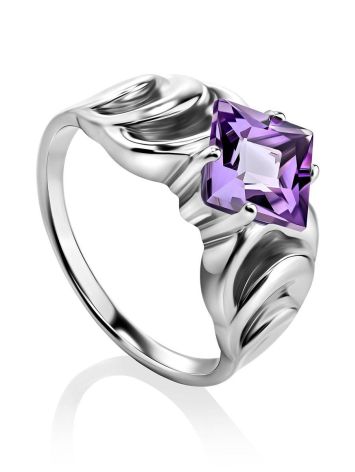 Bold Silver Amethyst Ring, Ring Size: 6.5 / 17, image 