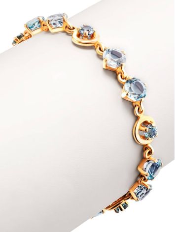 Wonderful Golden Link Bracelet With Topaz, image , picture 3