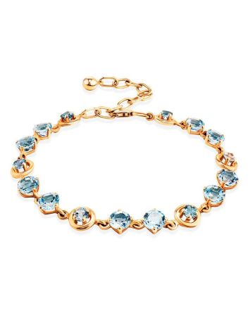 Wonderful Golden Link Bracelet With Topaz, image 