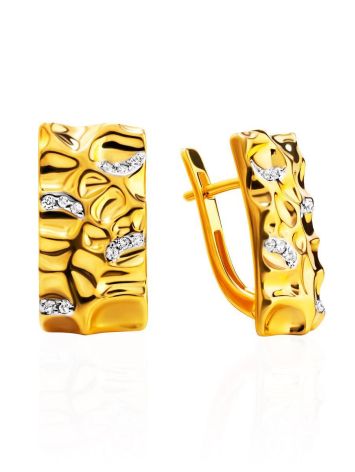 Amazing Gold Plated Crystal Earrings, image 