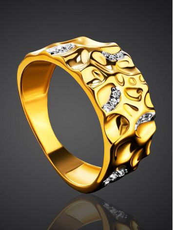 Gold Plated Band Ring With White Crystals, Ring Size: 6.5 / 17, image , picture 2