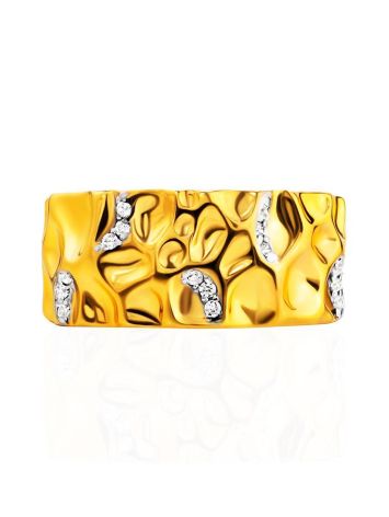 Gold Plated Band Ring With White Crystals, Ring Size: 6.5 / 17, image , picture 3