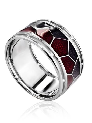Silver Band Ring With Enamel, Ring Size: 6.5 / 17, image 