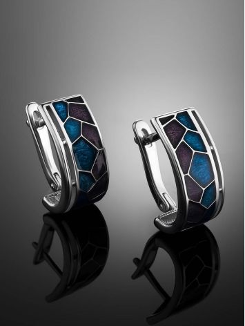 Silver Earrings With Two Toned Enamel, image , picture 2