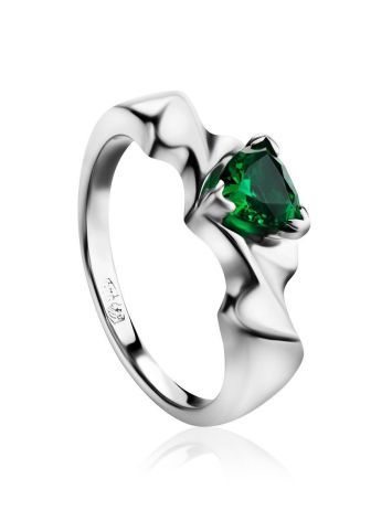Silver Ring With Bright Nano Emerald, Ring Size: 6 / 16.5, image 