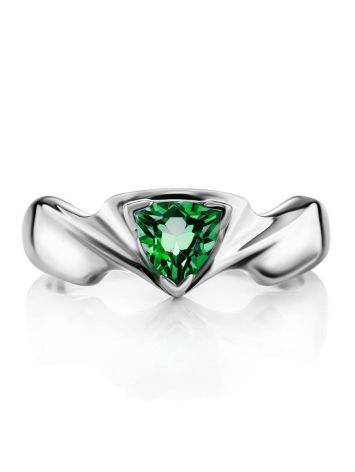 Silver Ring With Bright Nano Emerald, Ring Size: 6 / 16.5, image , picture 4
