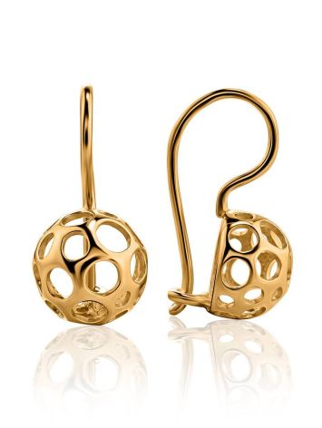 Chiselled Gold Plated Earrings, image 