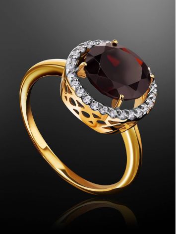 Amazing Garnet Ring With Crystals, Ring Size: 8 / 18, image , picture 2