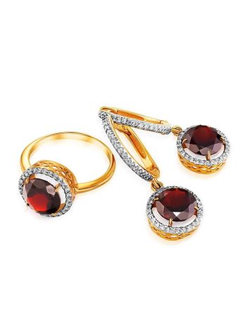 Amazing Garnet Ring With Crystals, Ring Size: 8 / 18, image , picture 4
