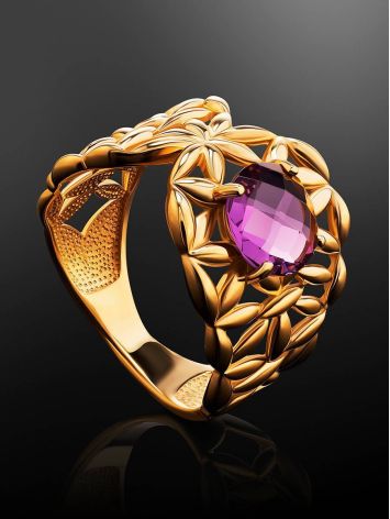 Gold Plated Cocktail Ring With Crystal, Ring Size: 6 / 16.5, image , picture 2