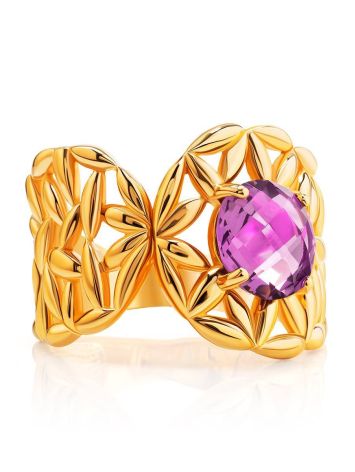 Gold Plated Cocktail Ring With Crystal, Ring Size: 6 / 16.5, image , picture 3