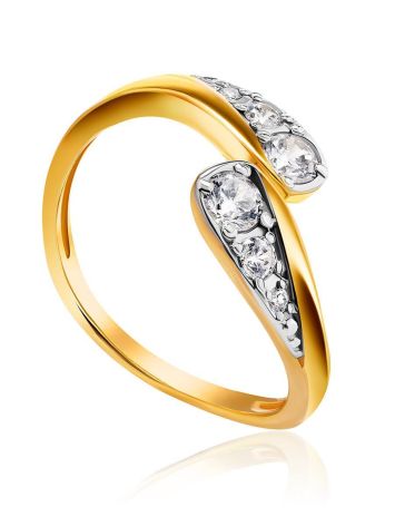 Feminine Open Ring With Crystals, Ring Size: 6.5 / 17, image 