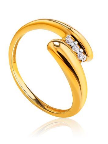 Elegant Gold Plated Ring With Crystals, Ring Size: 6 / 16.5, image 