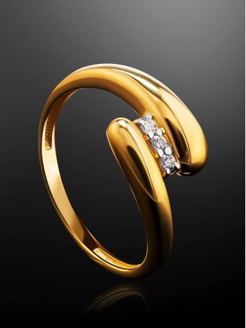 Elegant Gold Plated Ring With Crystals, Ring Size: 6 / 16.5, image , picture 2