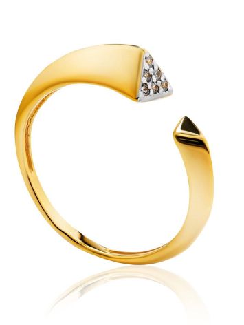 Gold Plated Open Ring With Crystals, Ring Size: 8 / 18, image 