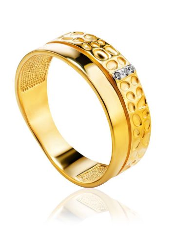 Gold Plated Band Ring With Crystals, Ring Size: 6 / 16.5, image 